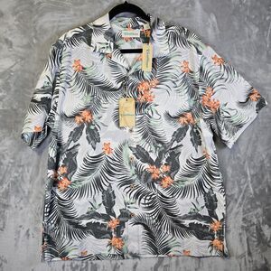 NWT Caribbean Roundtree & Yorke Shirt Mens L Hawaiian Tropical Leaf Print
